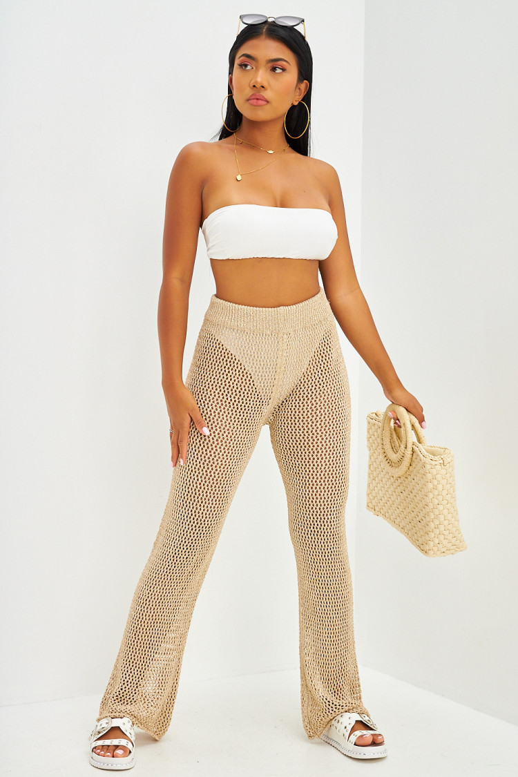 Pantalon en maille doré