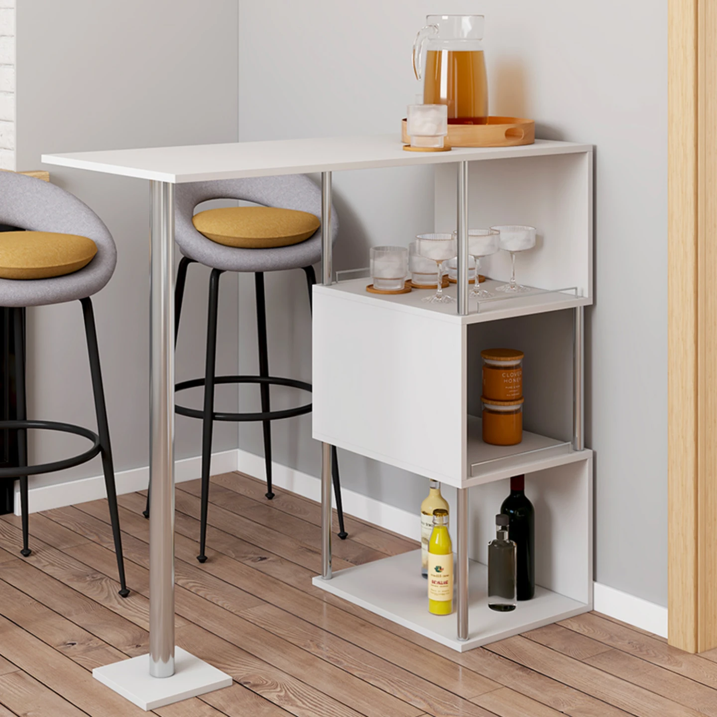 Table haute de bar bistrot KARL 2 personnes blanc