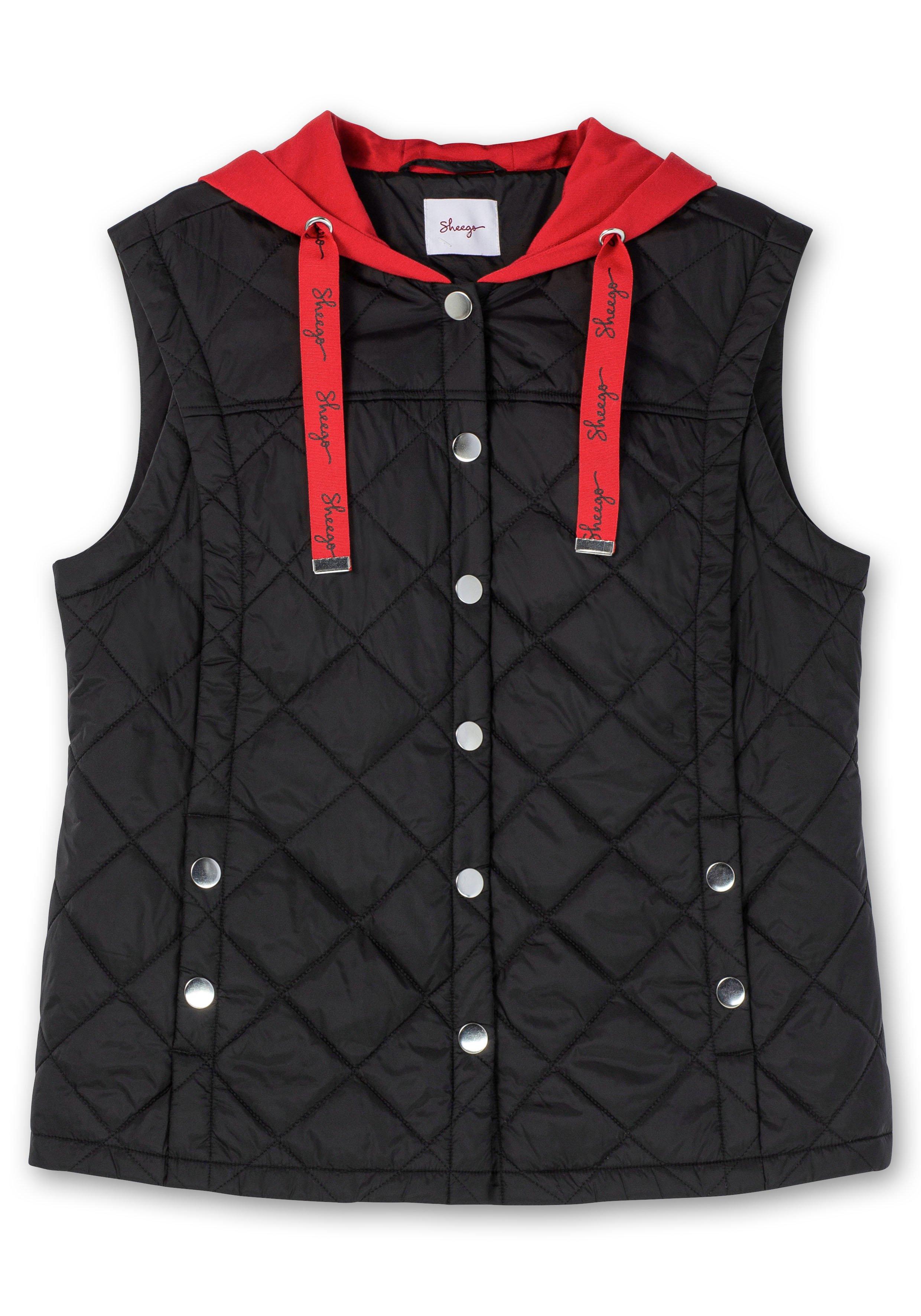 Taillierte Steppweste mit Sweat-Kapuze