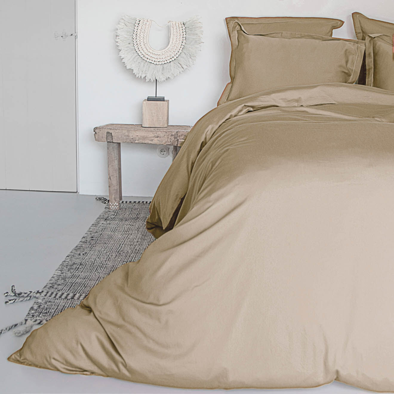 Febronie Home Drap housse 100% Satin de Coton Julia beige