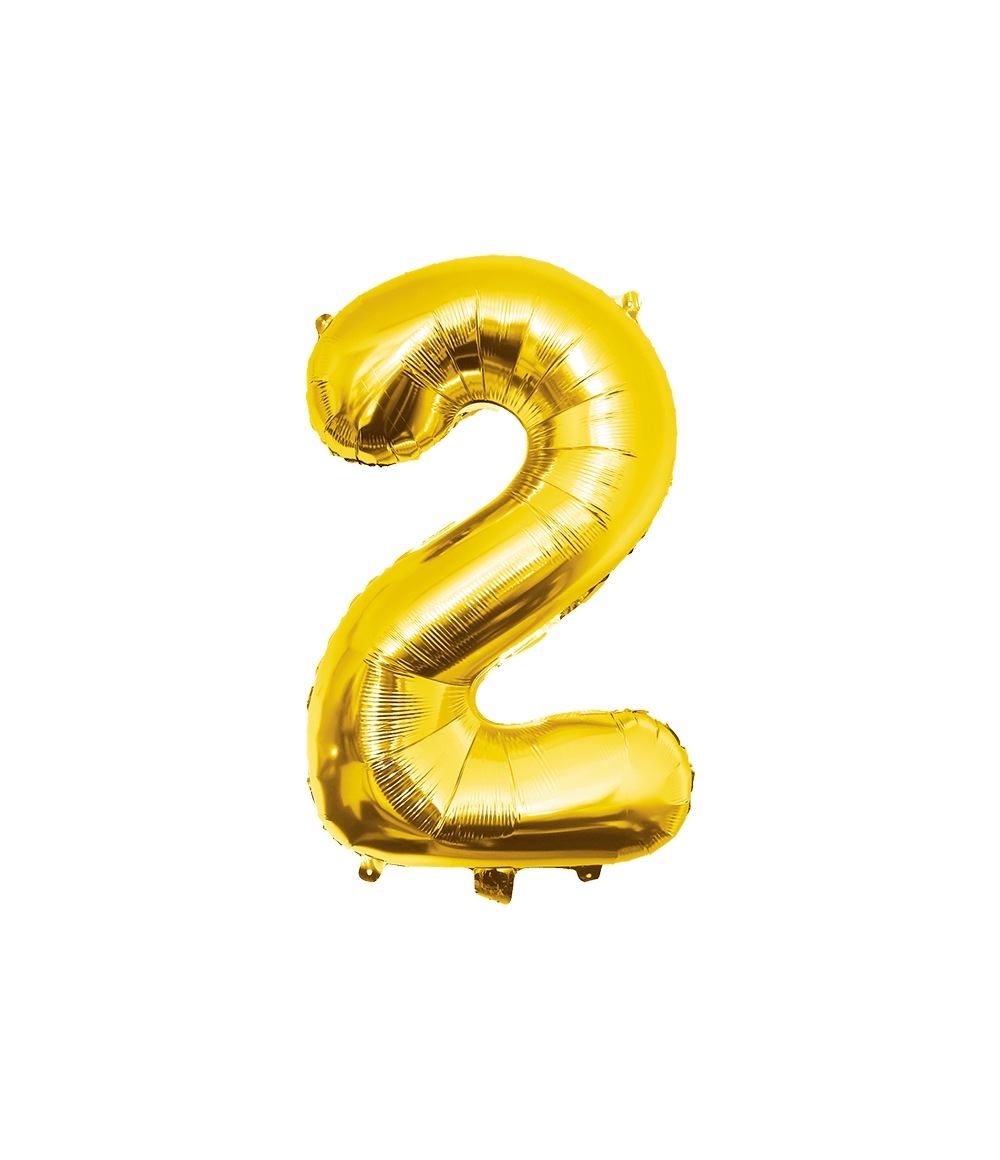 2 Jaar Cijfer Ballon Goud Leeg 86cm