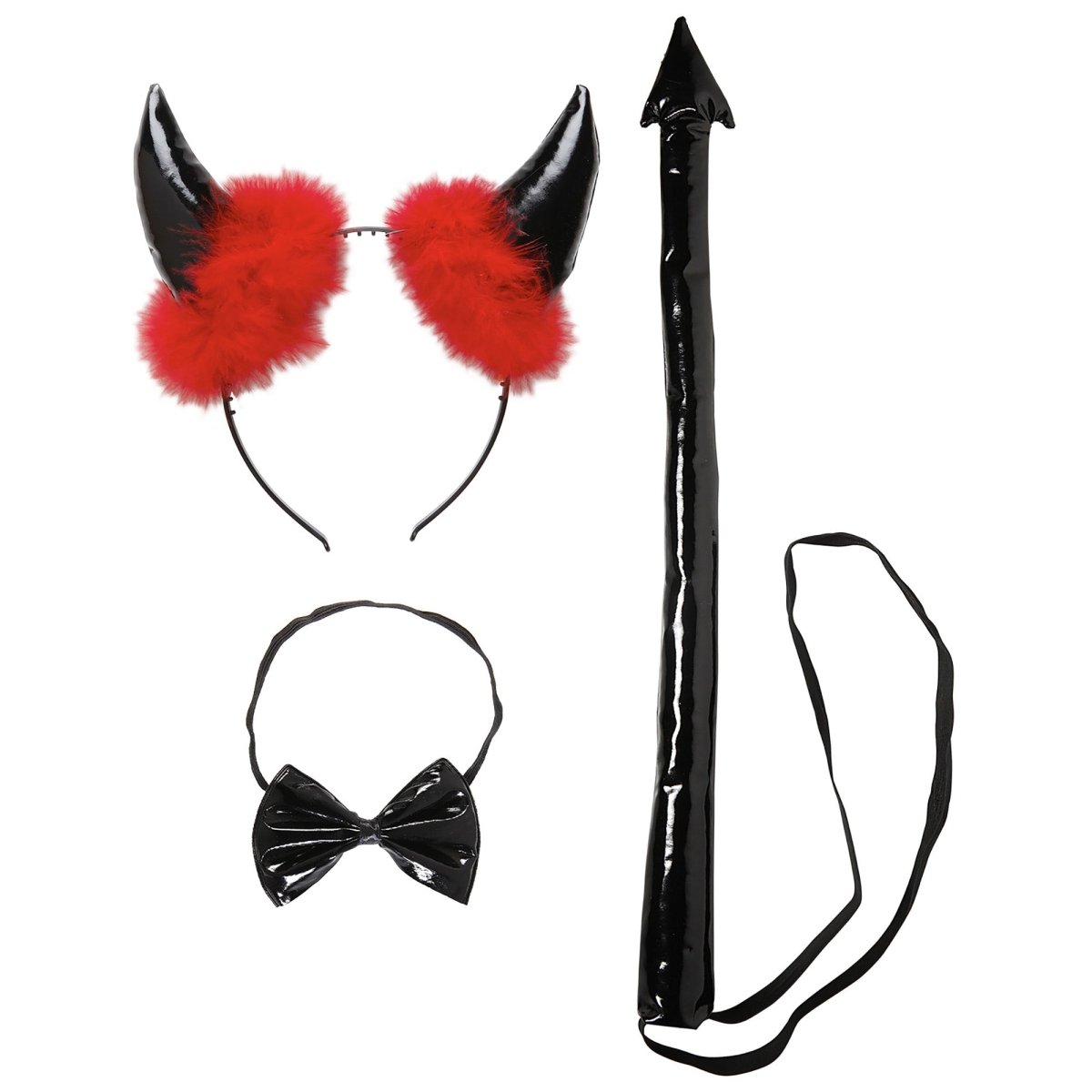 Halloween Accessoireset Zwart Rood Duivel 3 delig