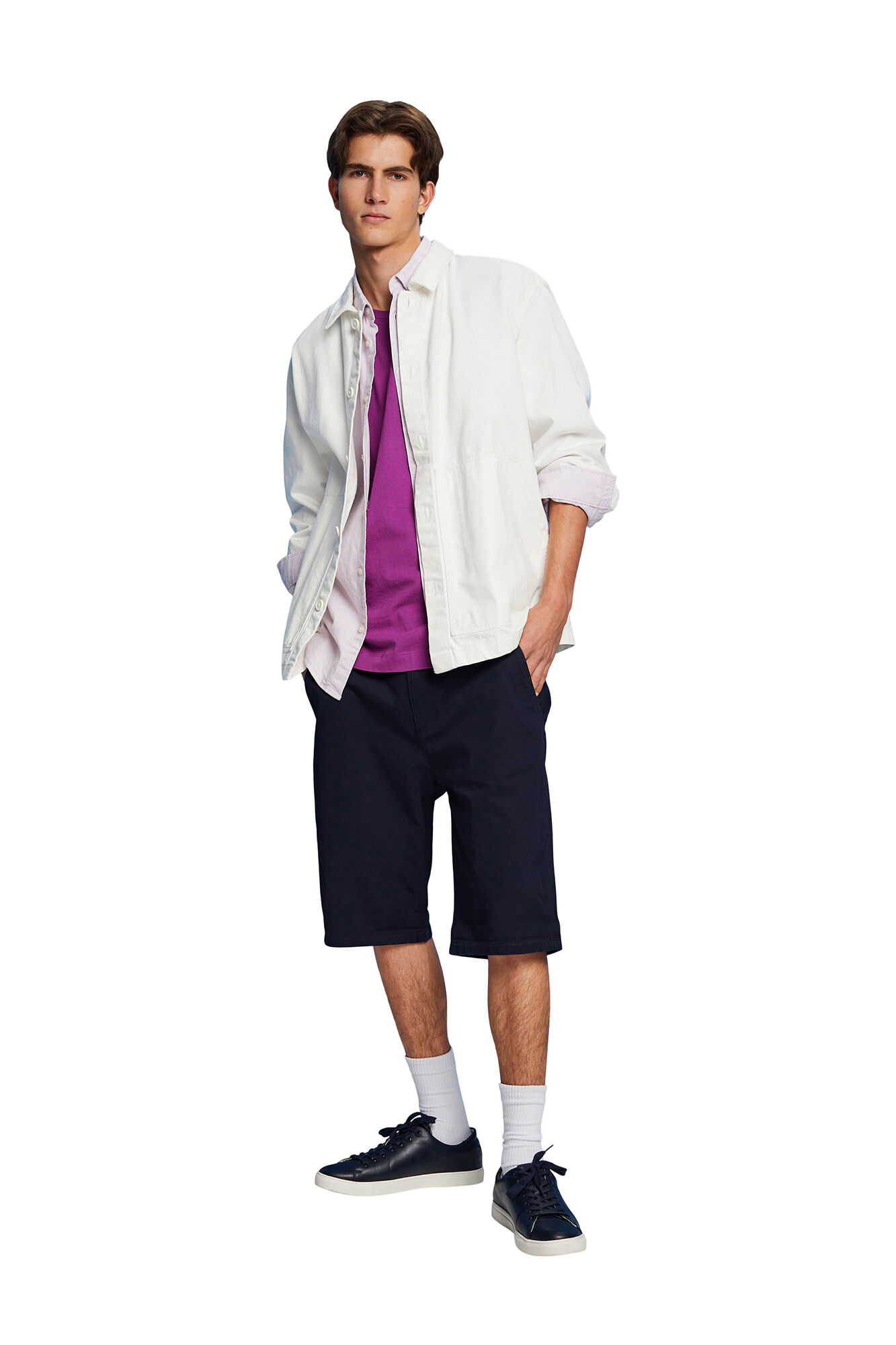 Bermuda chino 100% algodão sustentável - Azul marinho