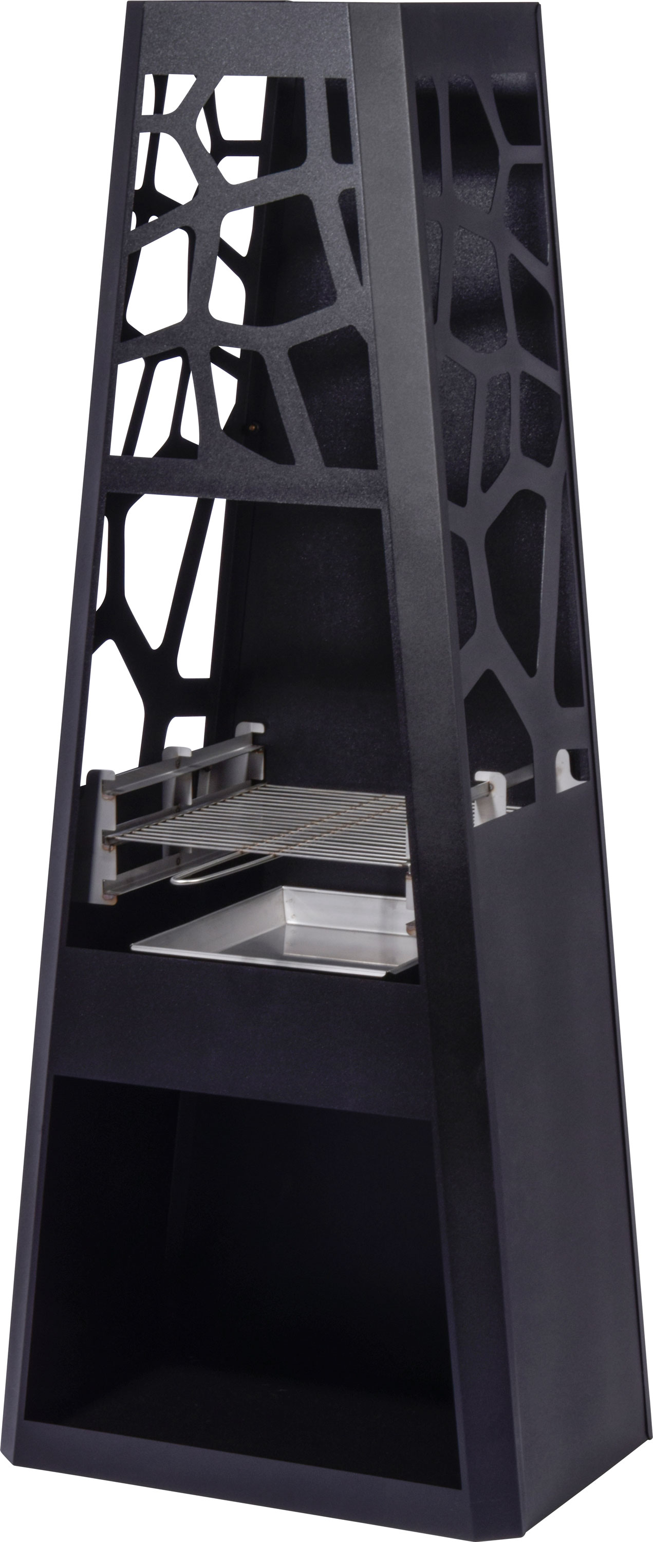 Dobar 35423 Metall-Gartenkamin mit Grillrost und Stauraum, schwarz