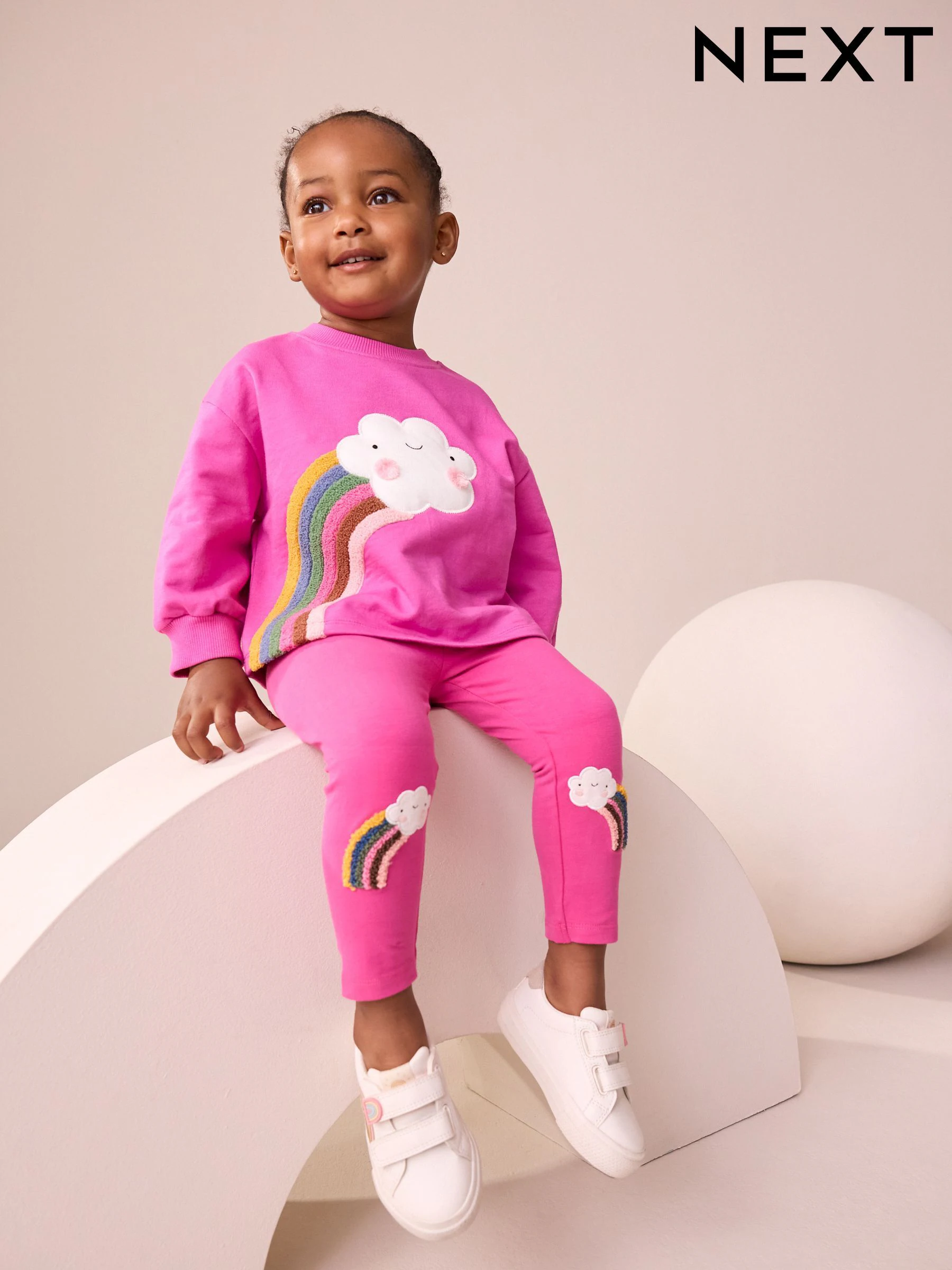 Pink Cloud Rainbow - Knee Embellsihed Leggings (3mths-7yrs)