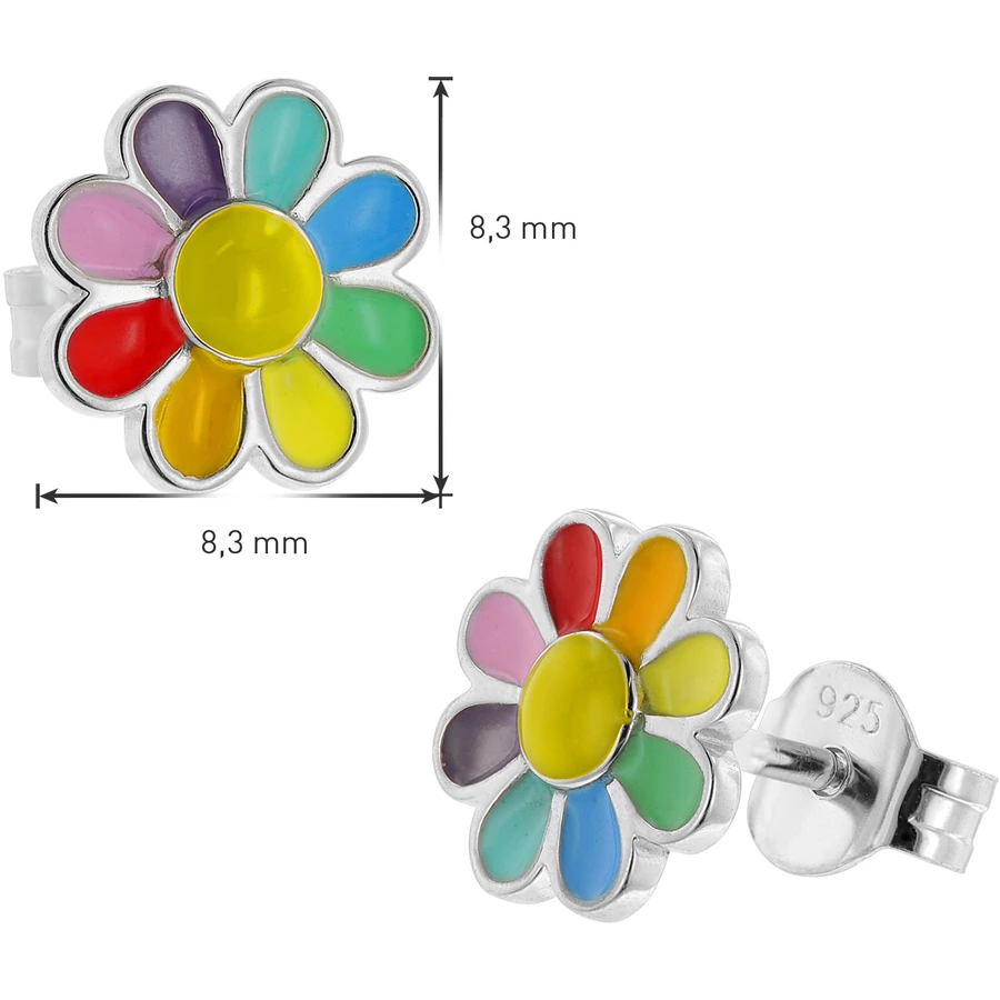 trendor Kinder-Ohrringe Silber 925 Ohrstecker Blume silver