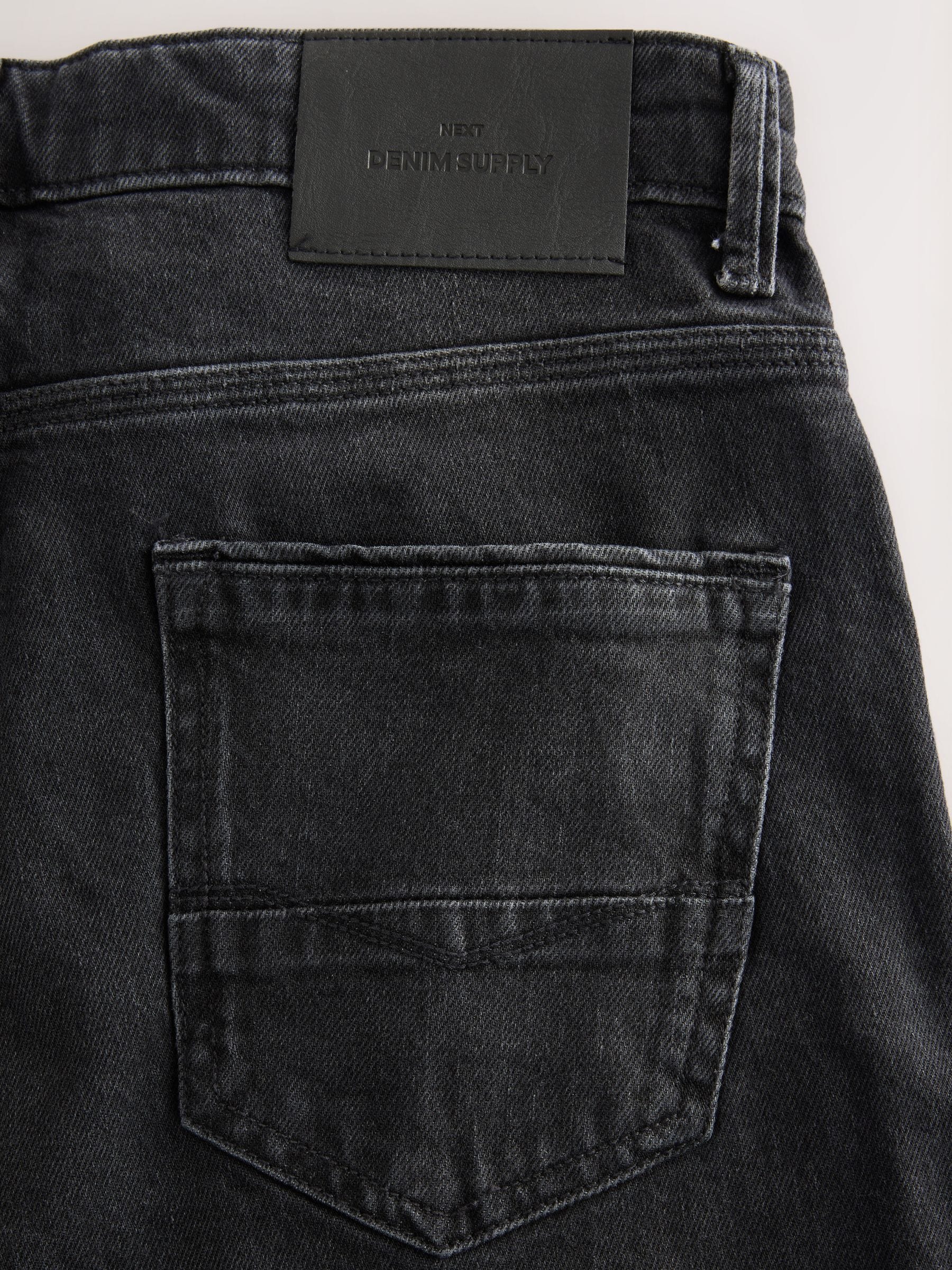 Zwart - Standaard toelopende pasvorm - Authentieke stretch denim jeans