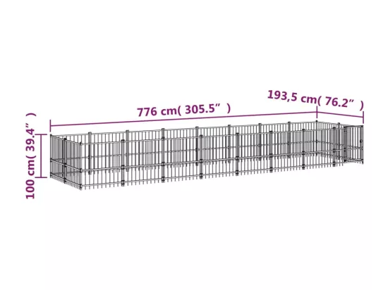 Chenil cage enclos pac noire 776 x 193.5 x 100 cm 02_0041795