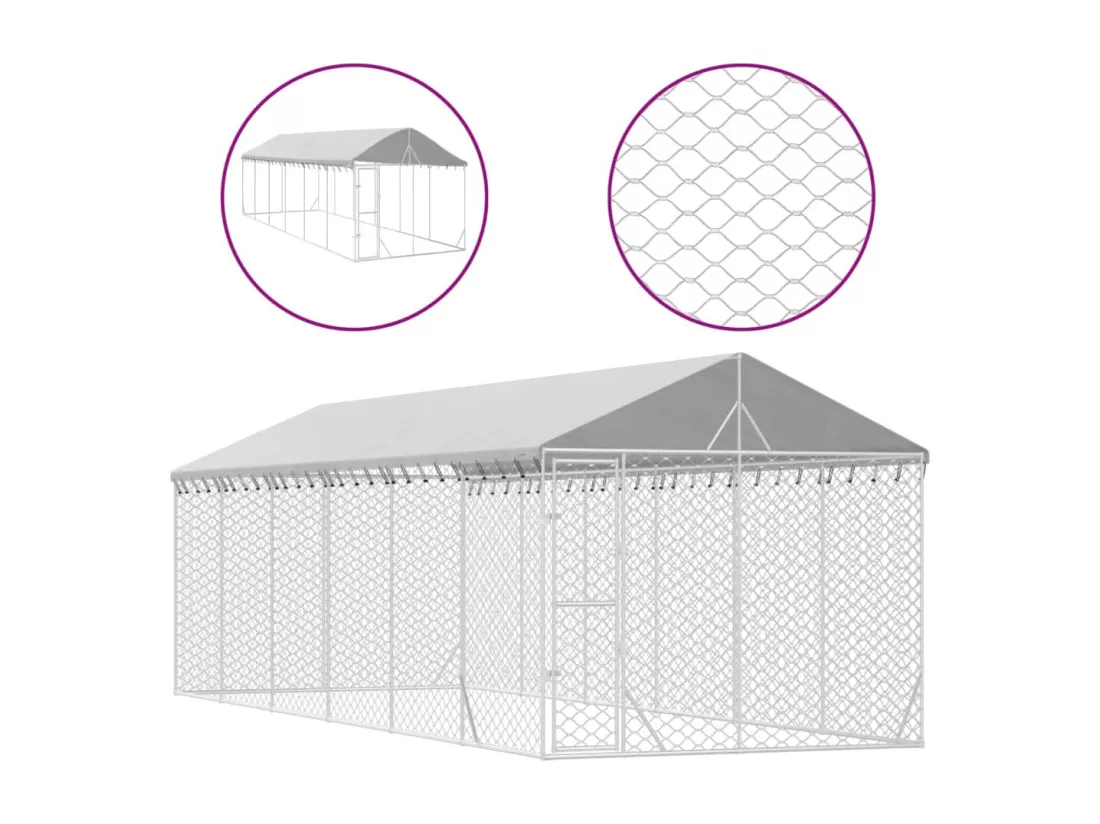 Chenil cage enclos pac argenté 3 x 9 x 45414 cm 02_0041903