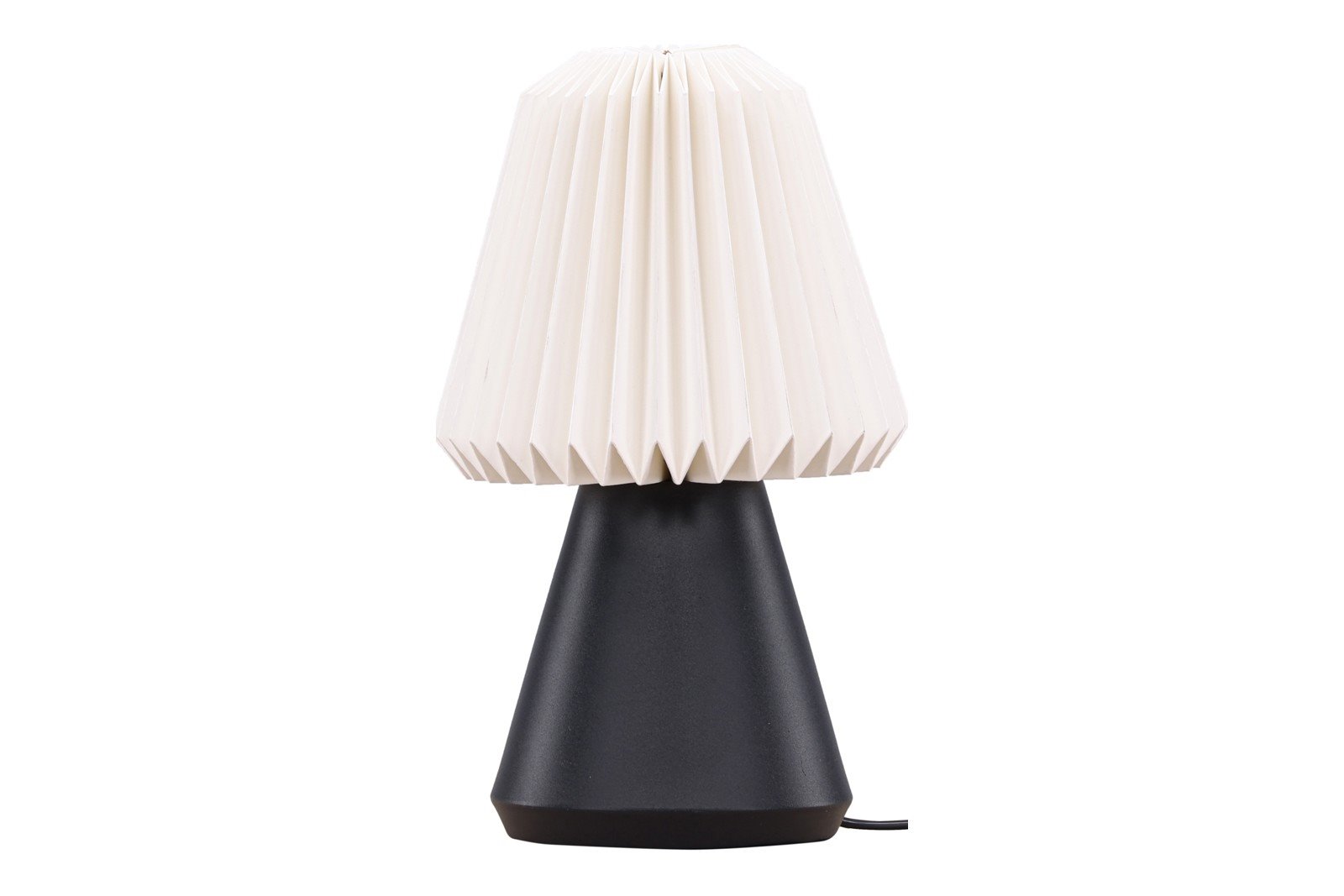 Fjallen bordlampe Sort fot, hvit skjerm