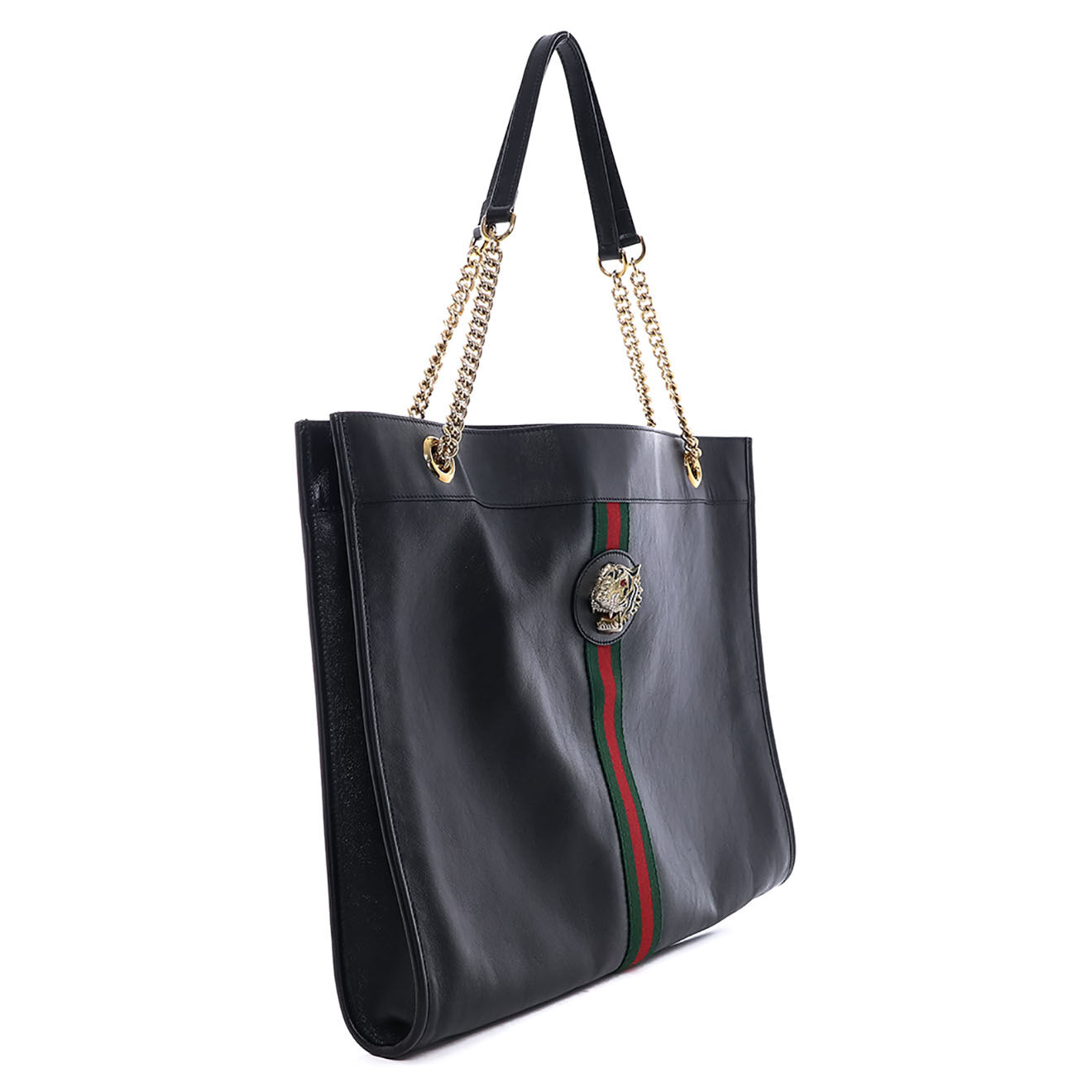 Gucci Sac cabas Rajah en Cuir noir - Très bon état - L.45 cm