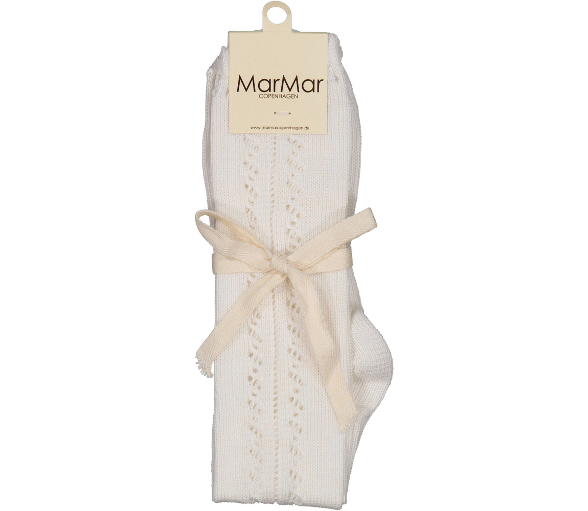 Knee Socks Pointelle, Strømper - Gentle White