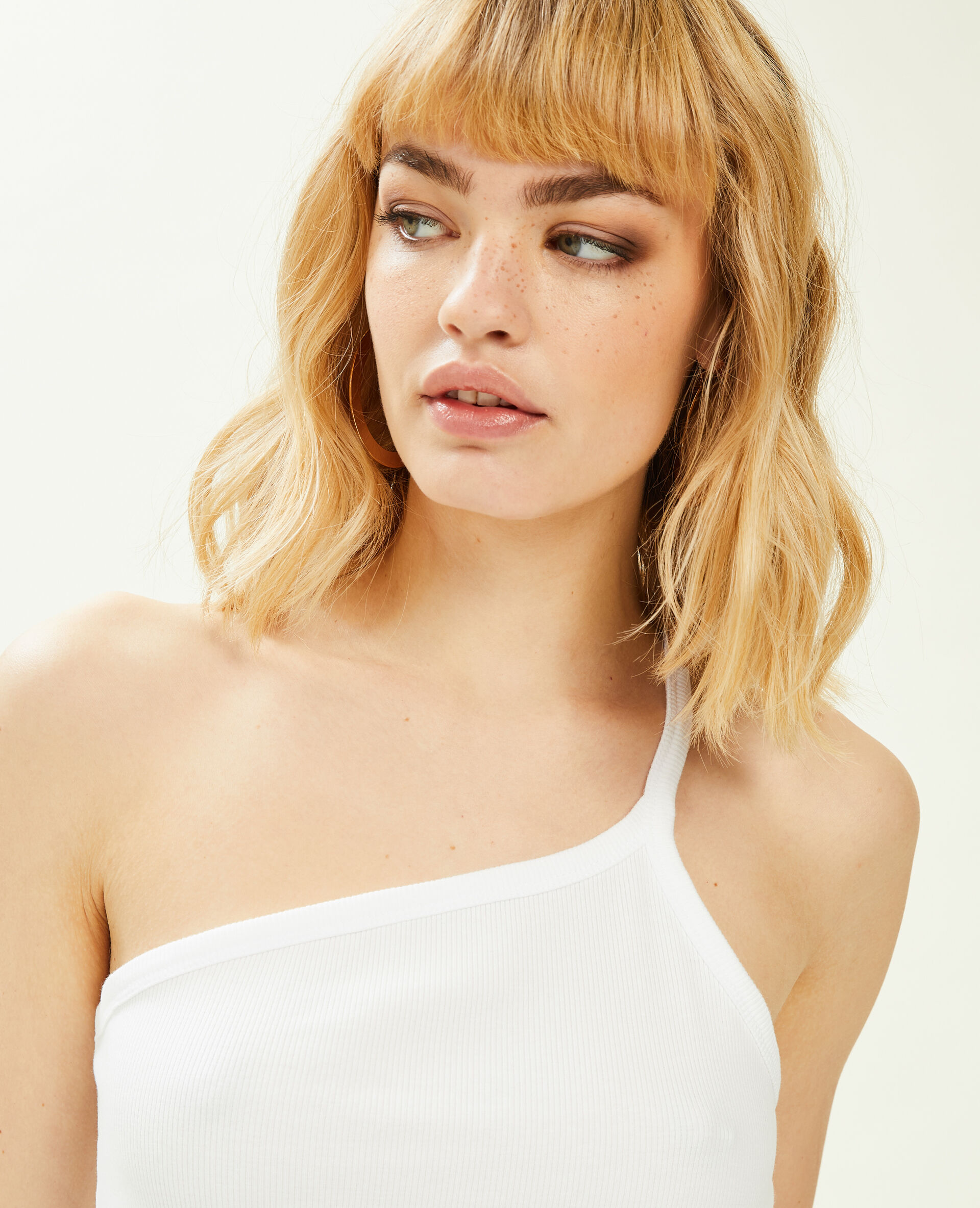 Top asymétrique 1 bretelle - Blanc