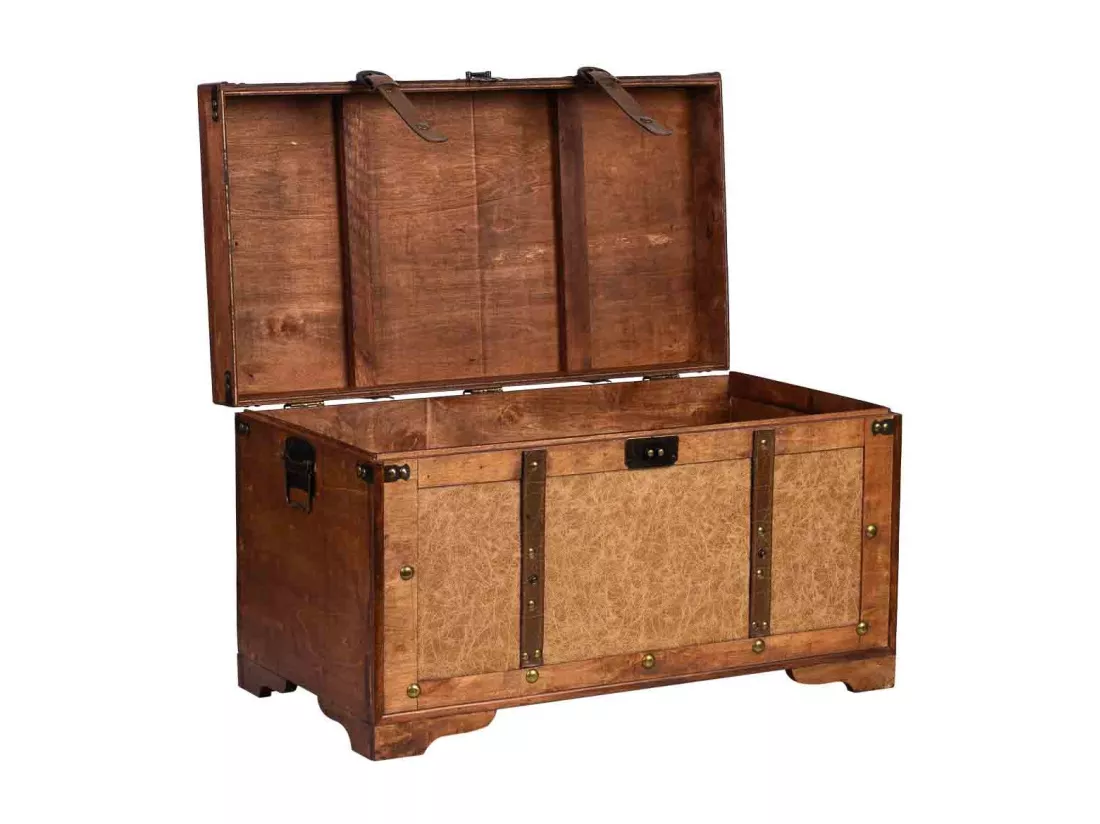 Coffre en bois marron 65x36x38