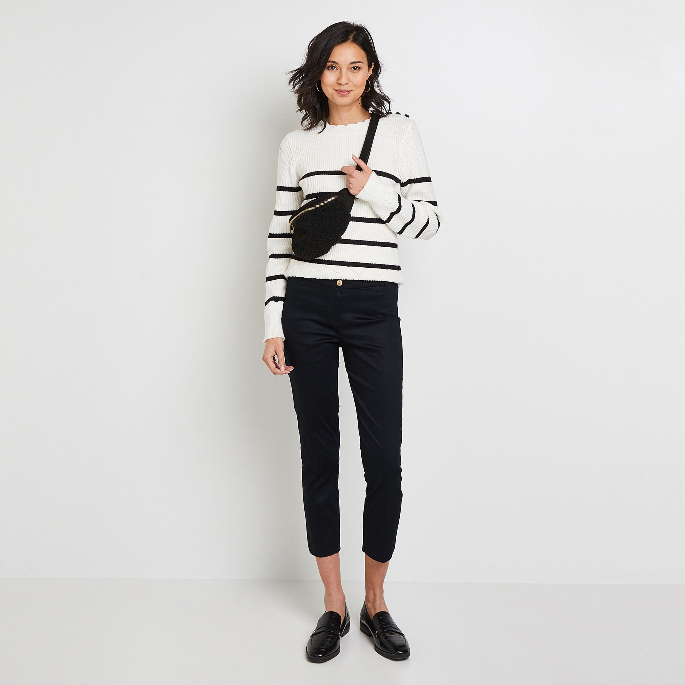 Pantalon raccourci femme - NOIR