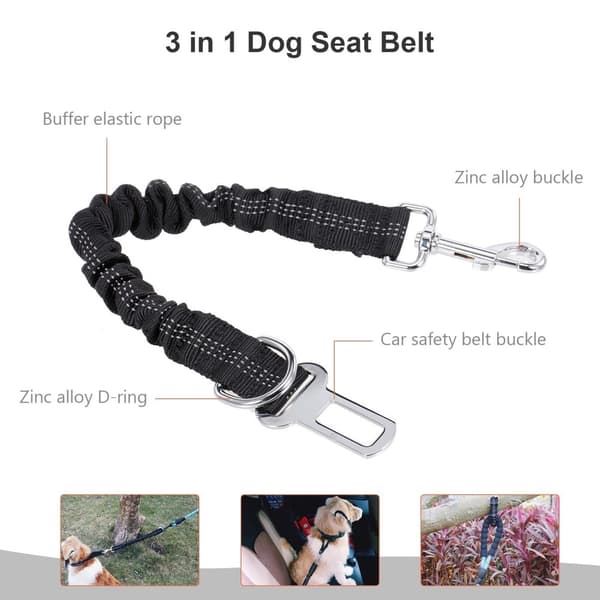 Hundebelte Justerbar hundesele Sikkerhetsbelte Hundebelte 3-i-1