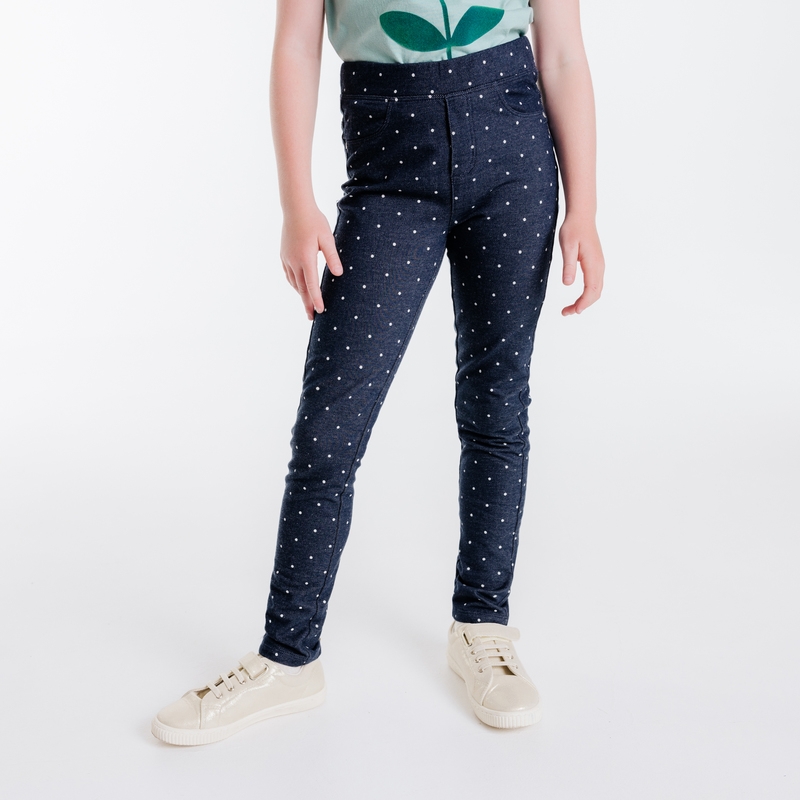 Jeggings chauds à pois blancs fille