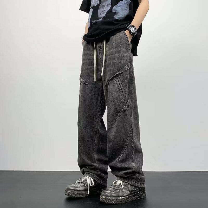 Cowpow - Gewassen losse jeans met trekkoord in de taille