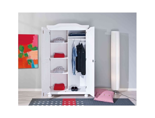TERRE DE NUIT - Armoire 2 portes en bois massif blanc laqué - ar12021