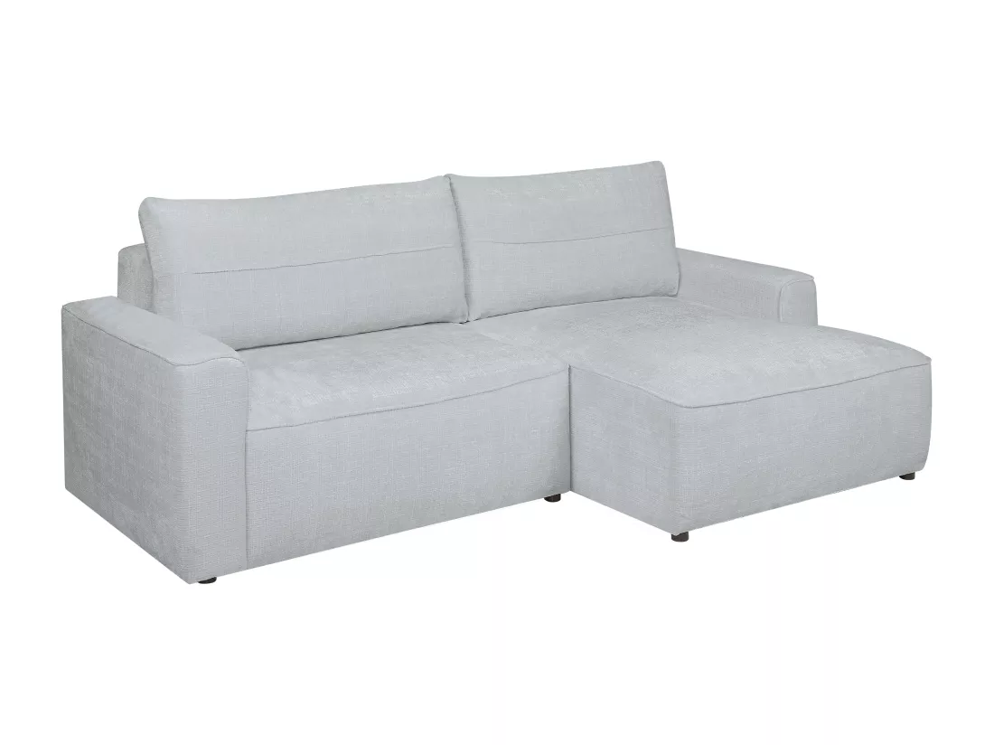 Canapé d'angle droit convertible en tissu texturé gris VESATO