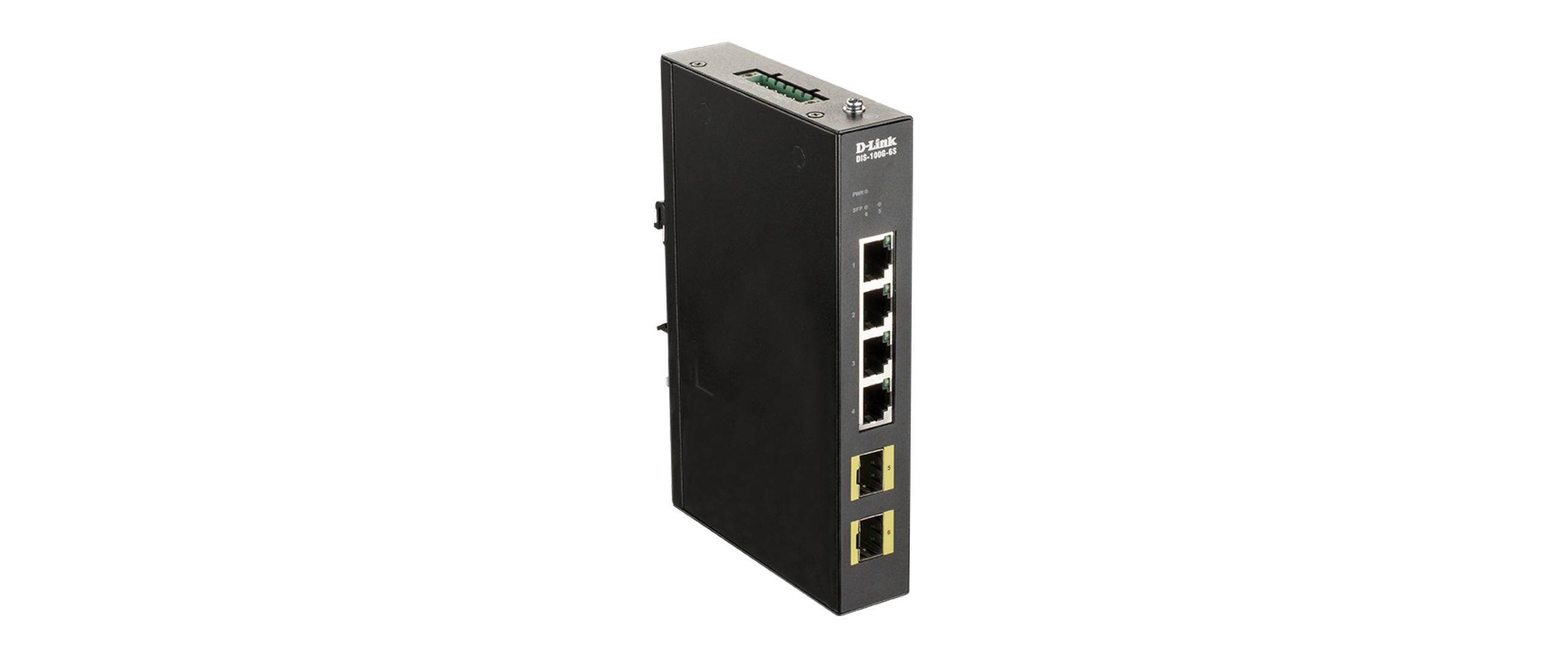 Rail Switch DIS-100G-6S 6 Port<br>Inustrial Gigabit Unmanaged Switch