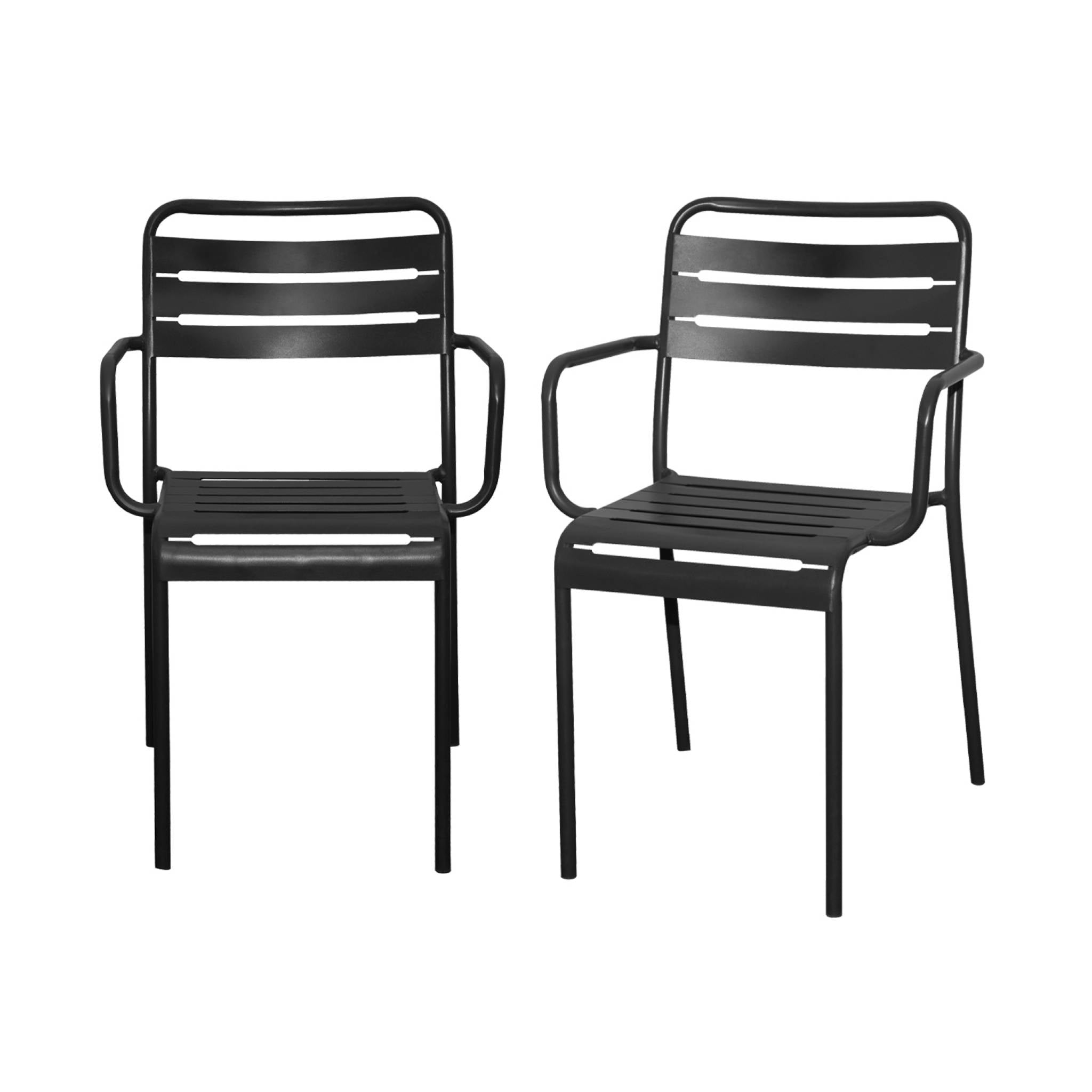 sweeek - Tuinstoelen metaal met armleuning (set van 2)