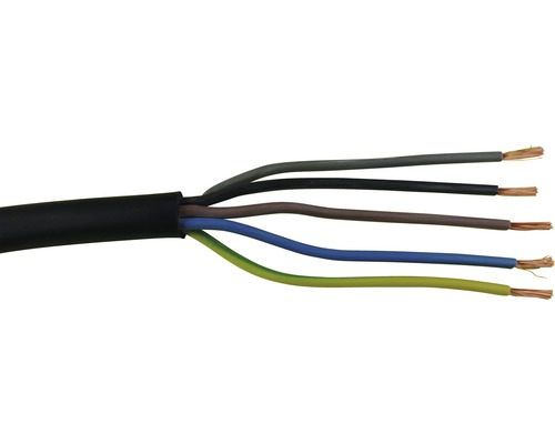 Rubberen slangkabel H07 RN-F 5G6 mm² zwart, verkocht per meter