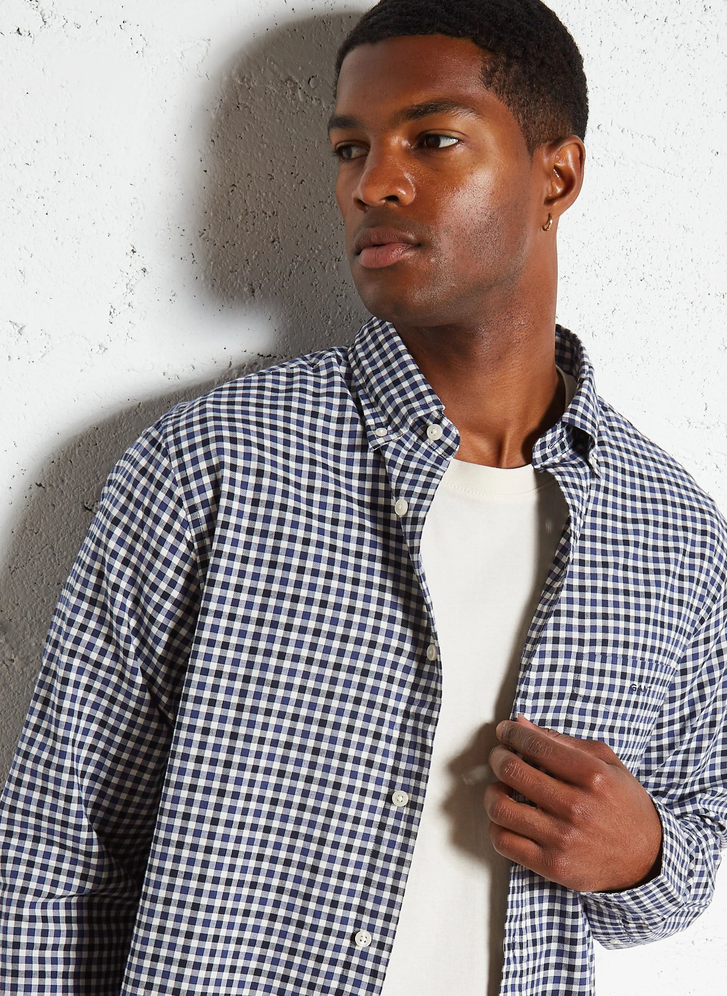 Chemise regular à carreaux en coton | Bleu