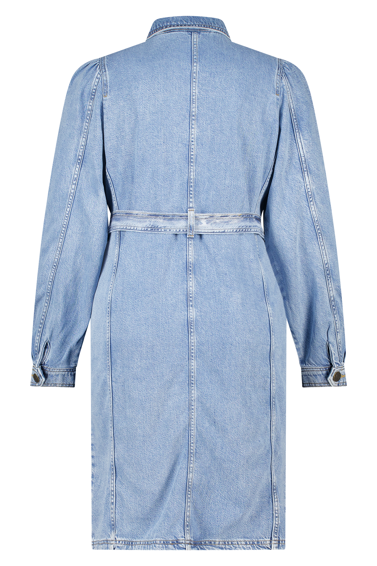 Denim jurk met strikceintuur Stonewash Denim