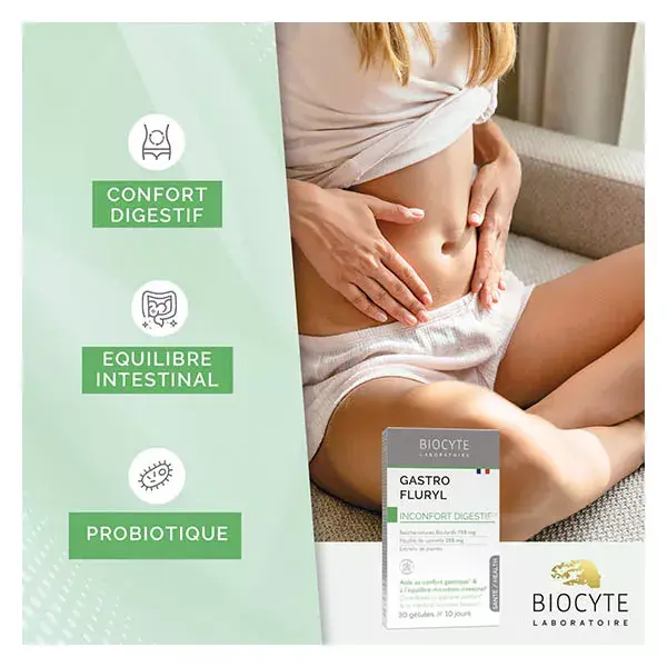 Biocyte Gastrofluryl Probióticos para Conforto Digestivo 30 Cápsulas - Suprimento para 10 dias