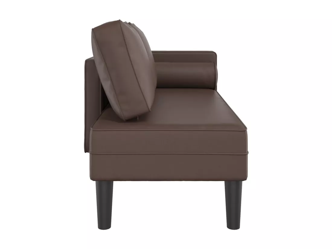 Prolenta Premium - Chaise longue avec coussins marron similicuir