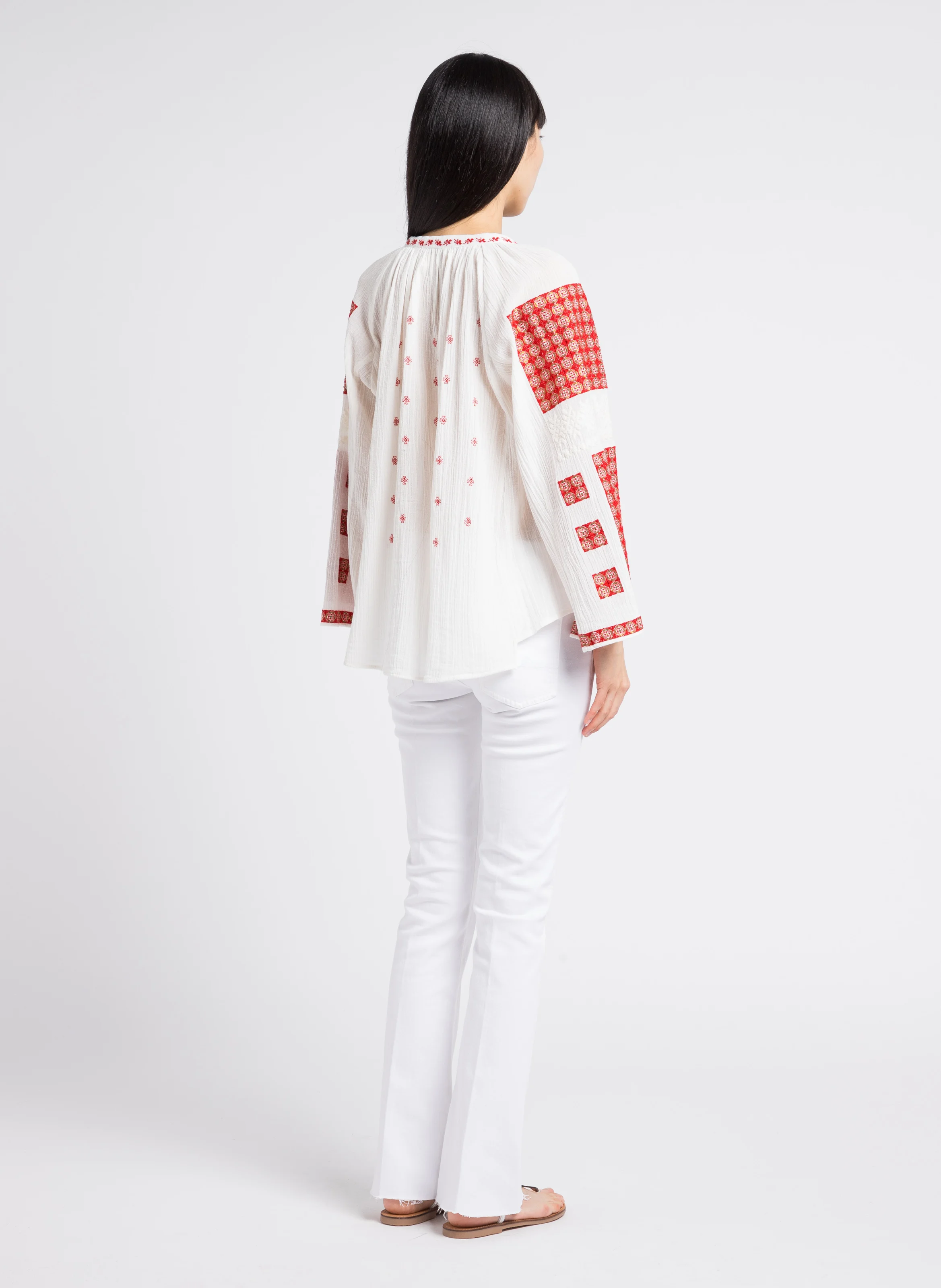 HARVIL - Sandales plates en cuir | Blanc