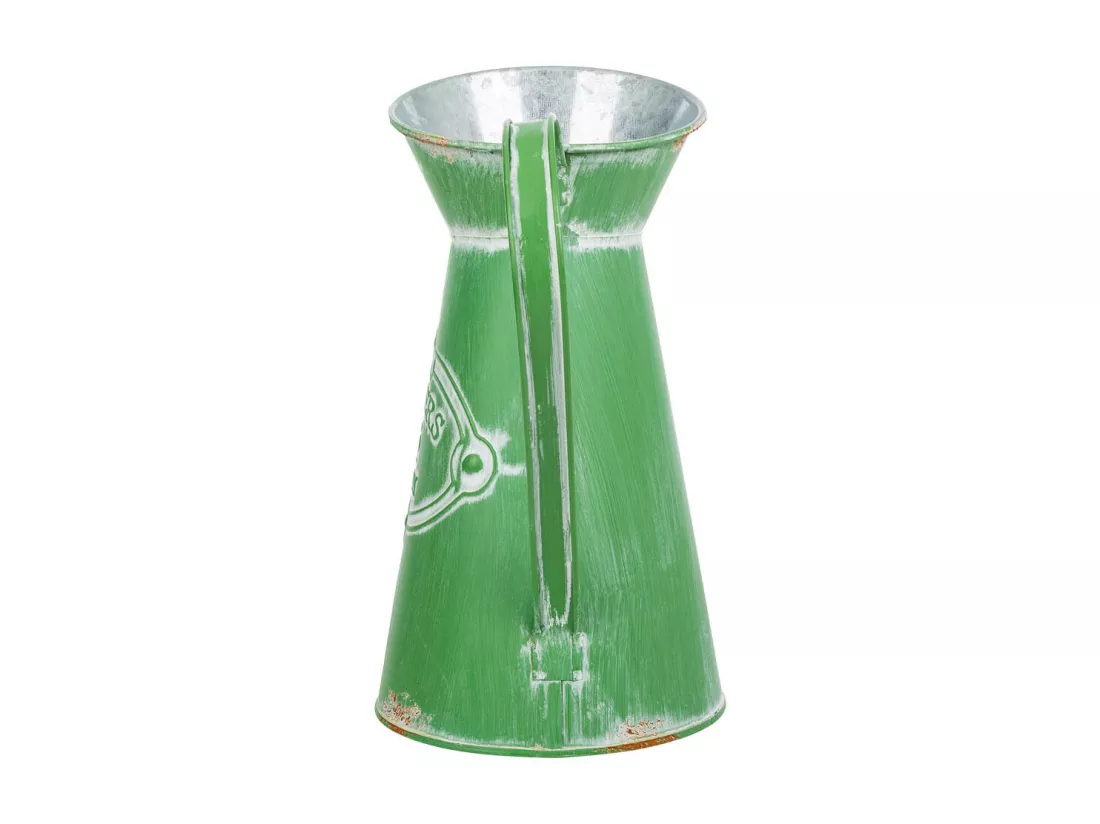 Cruche en métal vert 22xb15.5x22/23/25.5h