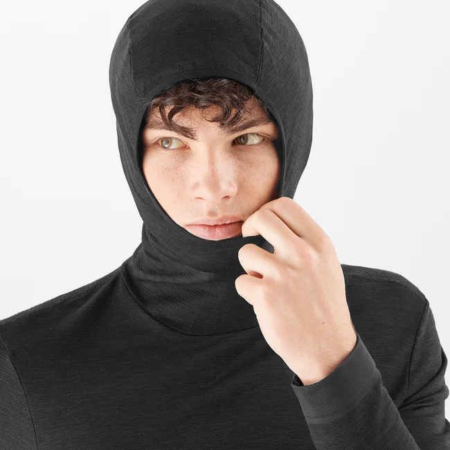 ESSENTIAL WOOL  Langarmshirt Baselayer Herren DEEPBLACK