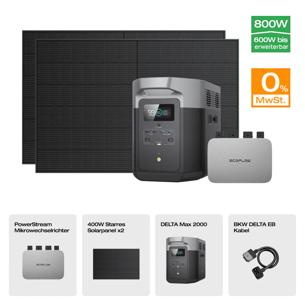 EcoFlow DELTA Max Solargenerator (Starrer PV400W*2)