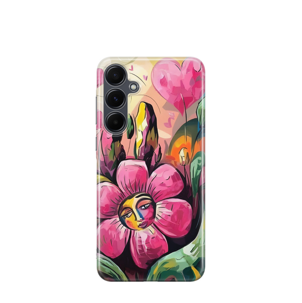Samsung Galaxy A55 Gummi Hülle Das Gesicht der Blume - Versch. Farben