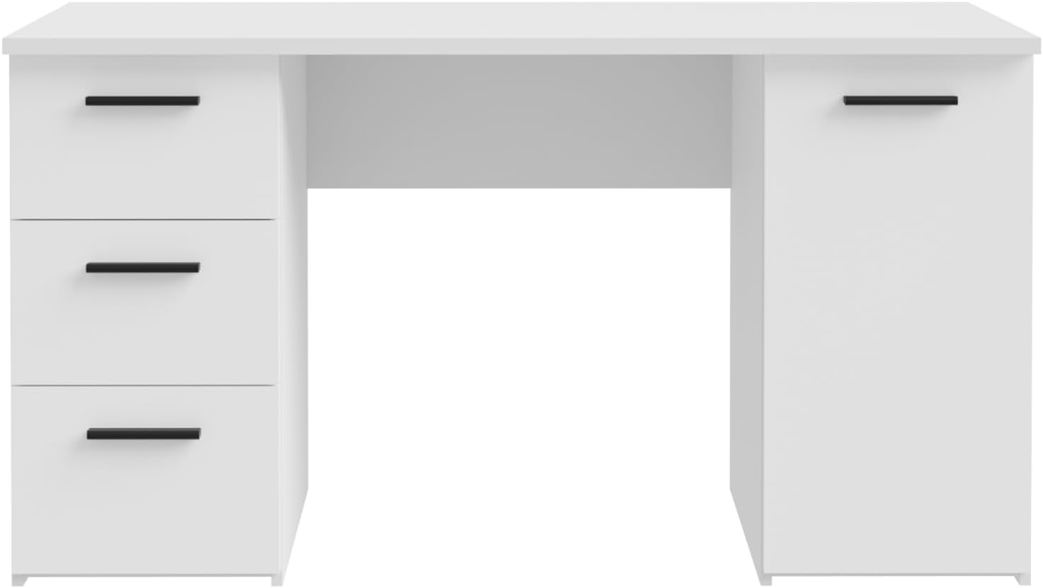 Forte NET307 Schreibtisch 140, Moderner Schreibtisch mit 1 Tür und 3 Schubladen, Jugendzimmer, Büro, Home Office, Holzwerkstoff, Sonoma Eiche Holzdekor mit Weiß, 138 cm breit x 75 cm hoch x 60 cm tief