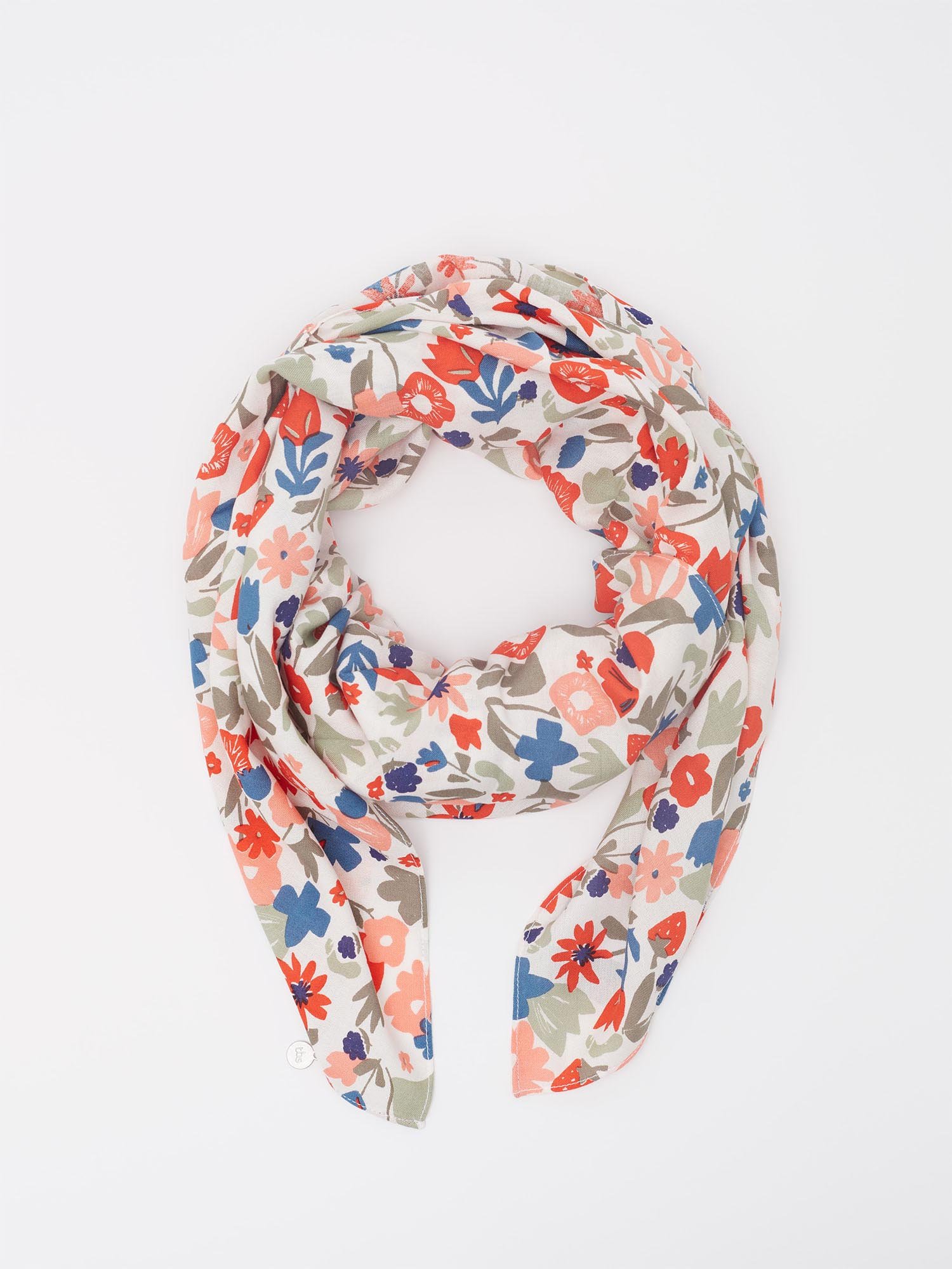 Foulard Femme Motif Fleuri Beige