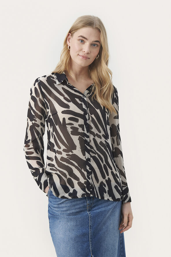 Part Two DelvinaPW SH Dark navy brush print