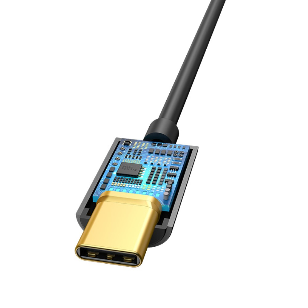 (10cm) USB C auf 3.5mm AUX Klinke Adapter - Schwarz