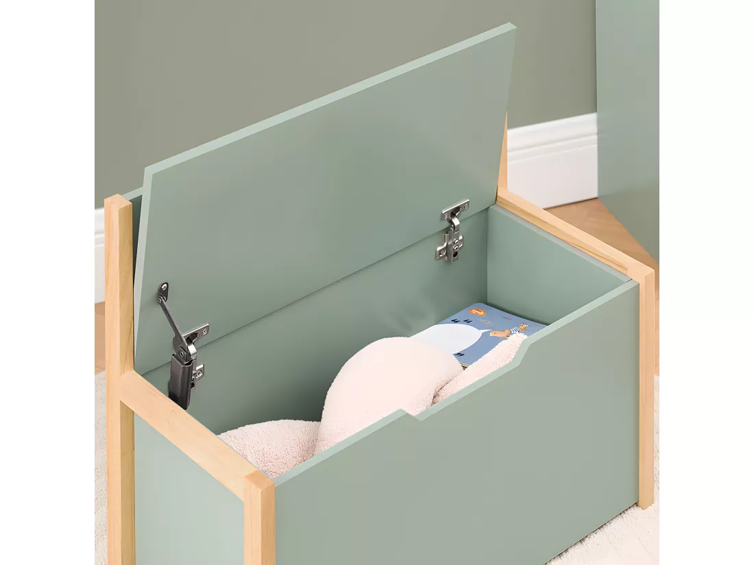 SoBuy Banc Coffre à Jouet pour Enfants, Coffre de Rangement 2 en 1, Banc de Rangement avec Dossier pour Enfant, Meuble de Rangement, Vert, 64x30x55 cm, KMB94-GR