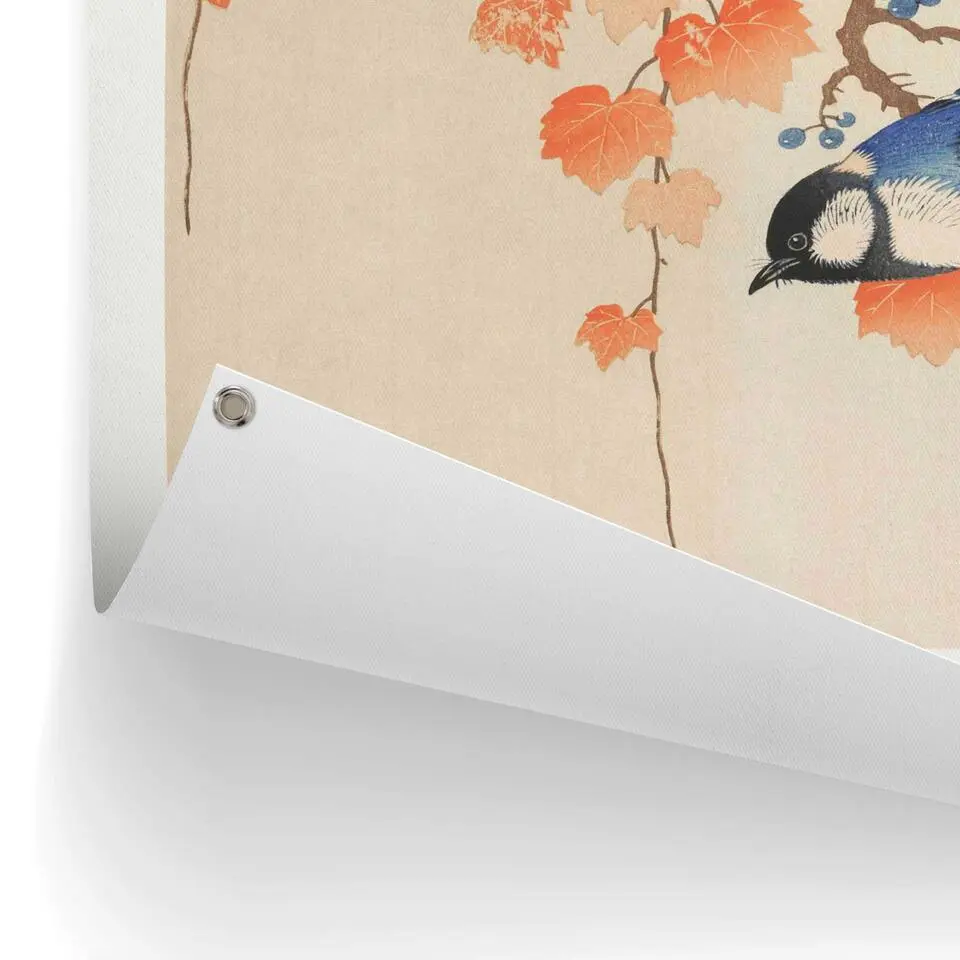 Tuinposter Ohara Koson Great tit - 80x60cm - Oranje