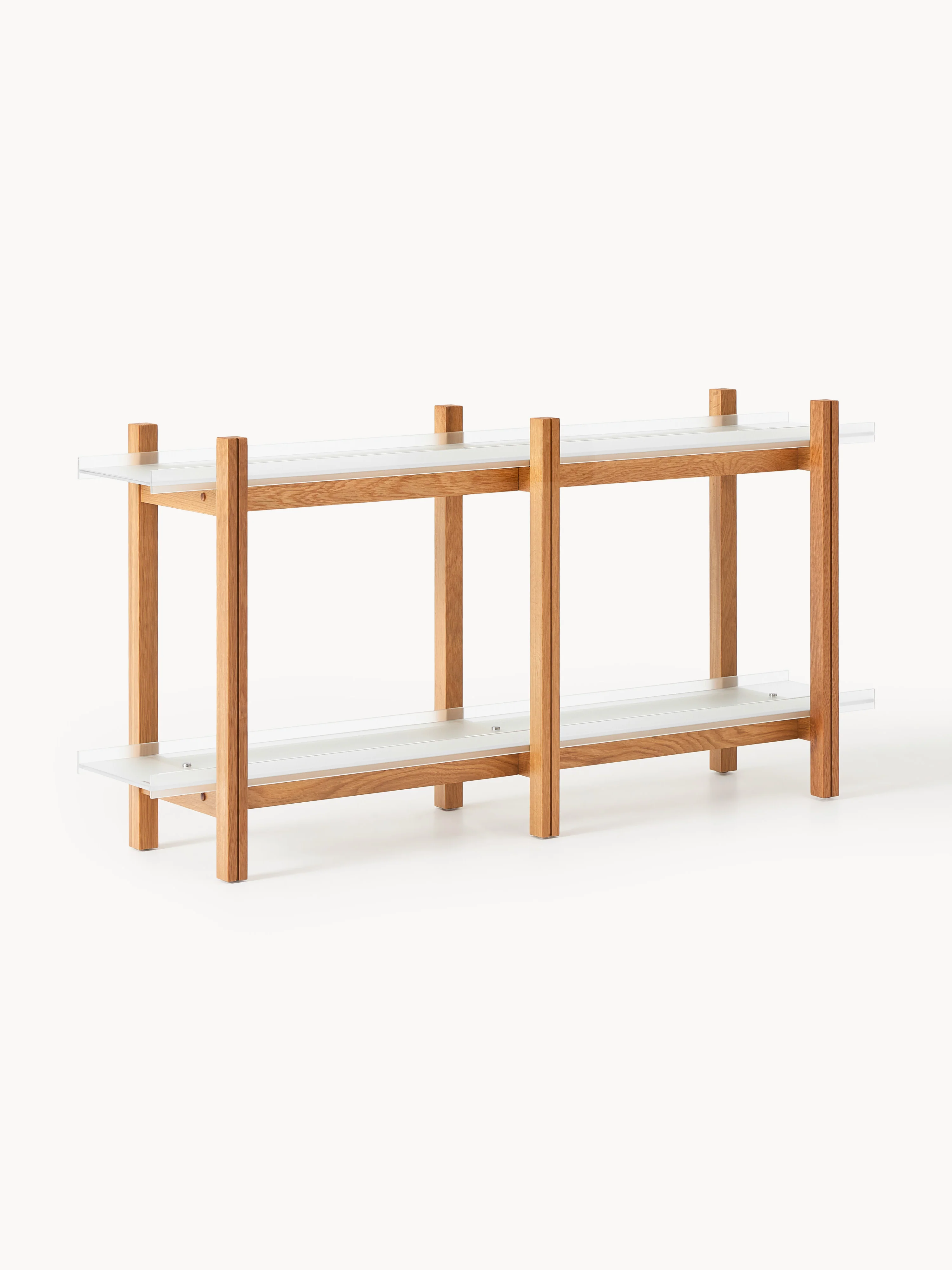 Wandrek Alex van eikenhout met glazen planken