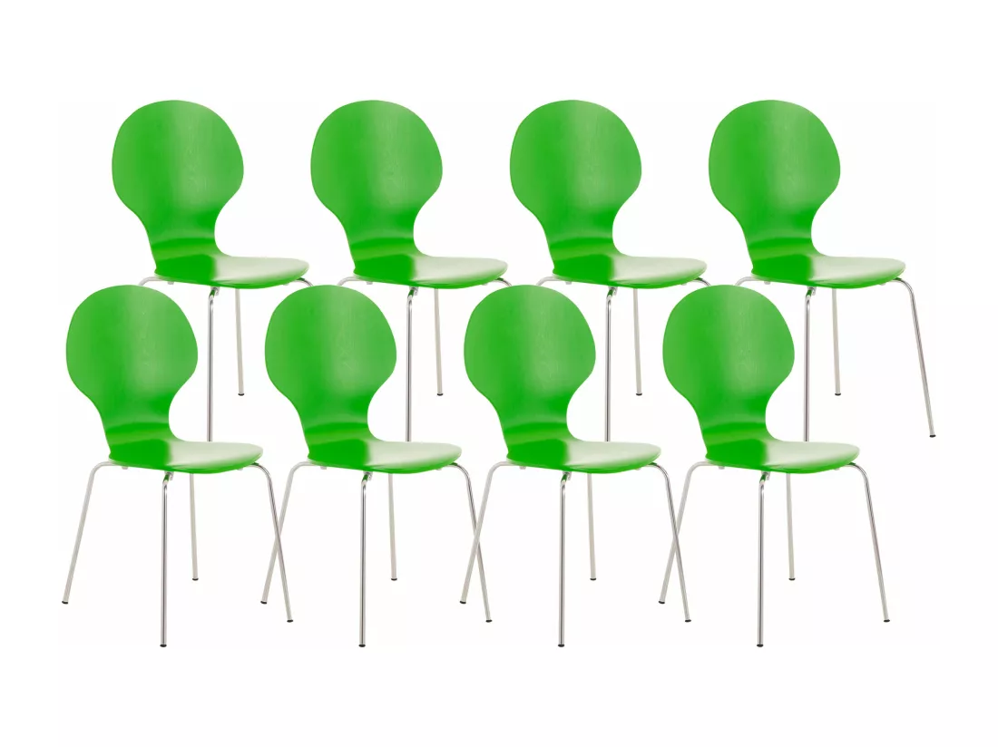Lot de 8 Chaise de conférence - Bois - Vert - DIEGO
