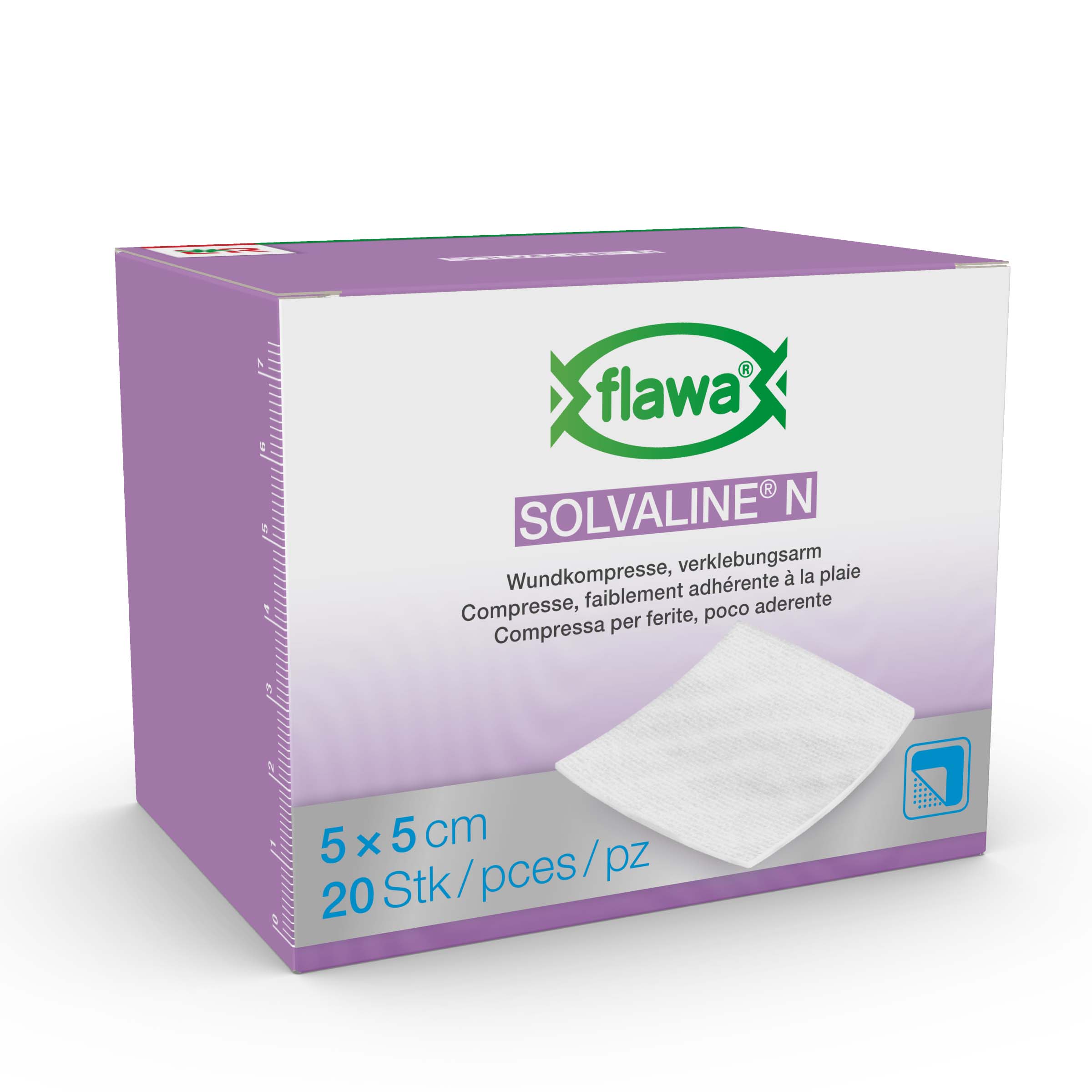 FLAWA Solvaline N Kompressen 5x5cm steril 20 Stk
