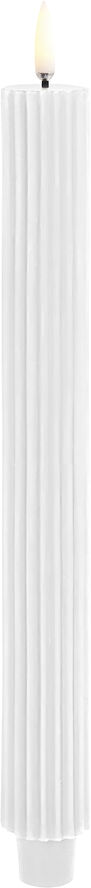 Uyuni LED taper candle grooved, Nordic white, smooth, 2-pack, 3,2x White