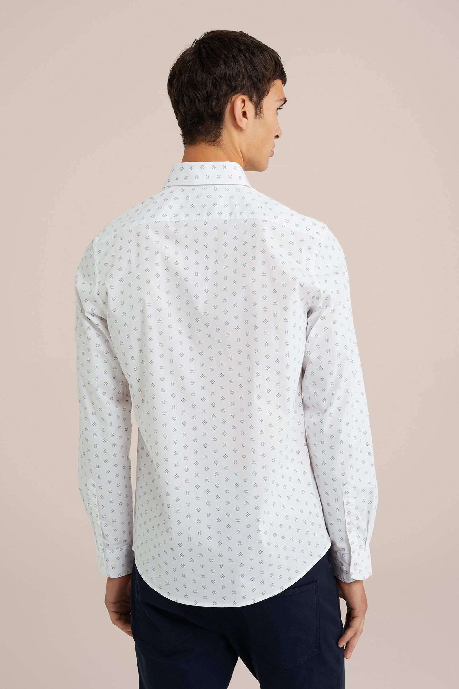anti-odour stretch overhemd met dessin WE Fashion Wit