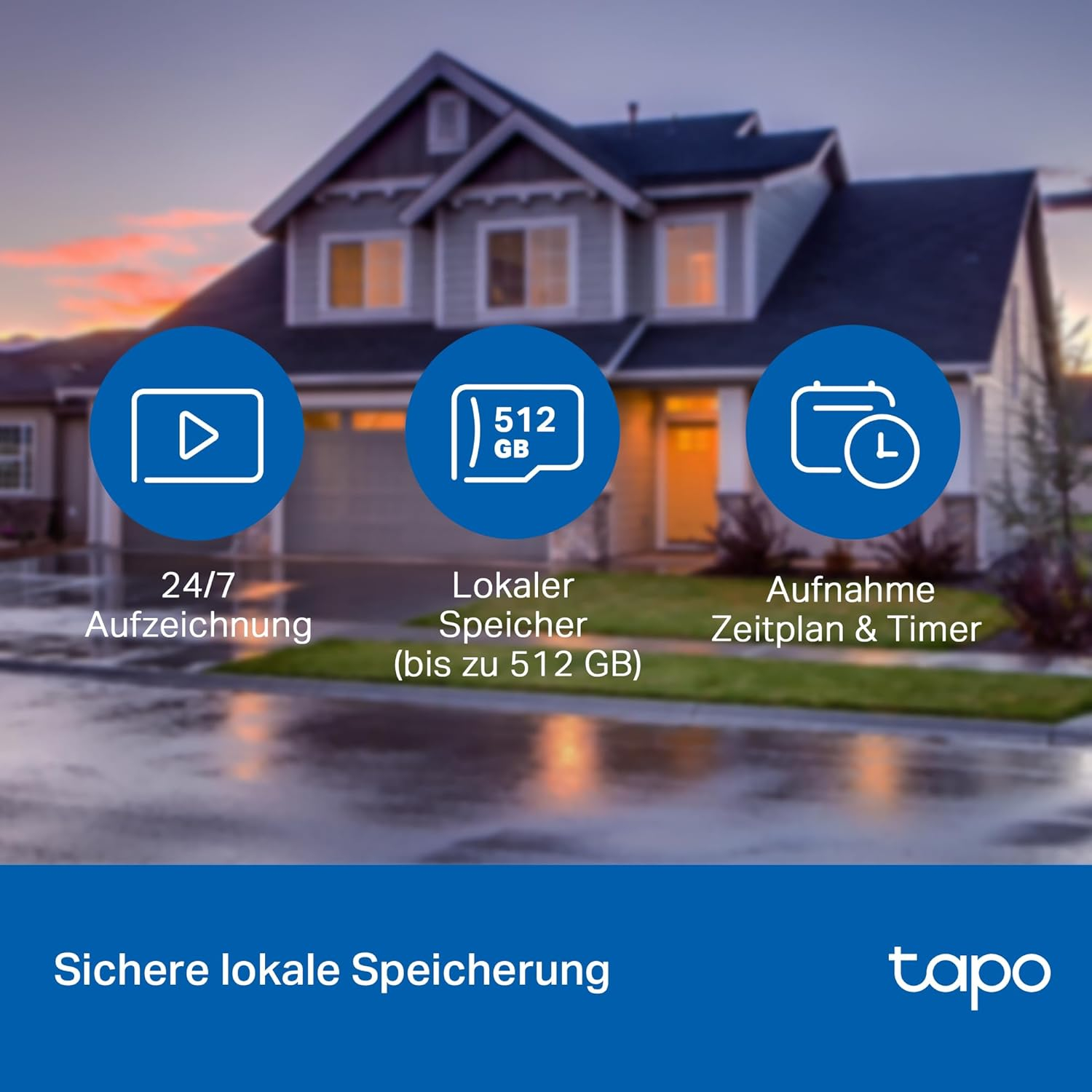 Tapo C500 Outdoor Security WiFi Kamera (1920x1080p) Nachtsichtfunktion und KI-Personenerkennung / Audio / Micro SD / (iOS/Android) - Weiss