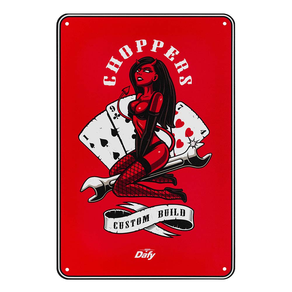 Dafy Moto - Plaque Vintage Choppers Rouge / Blanc / Noir
