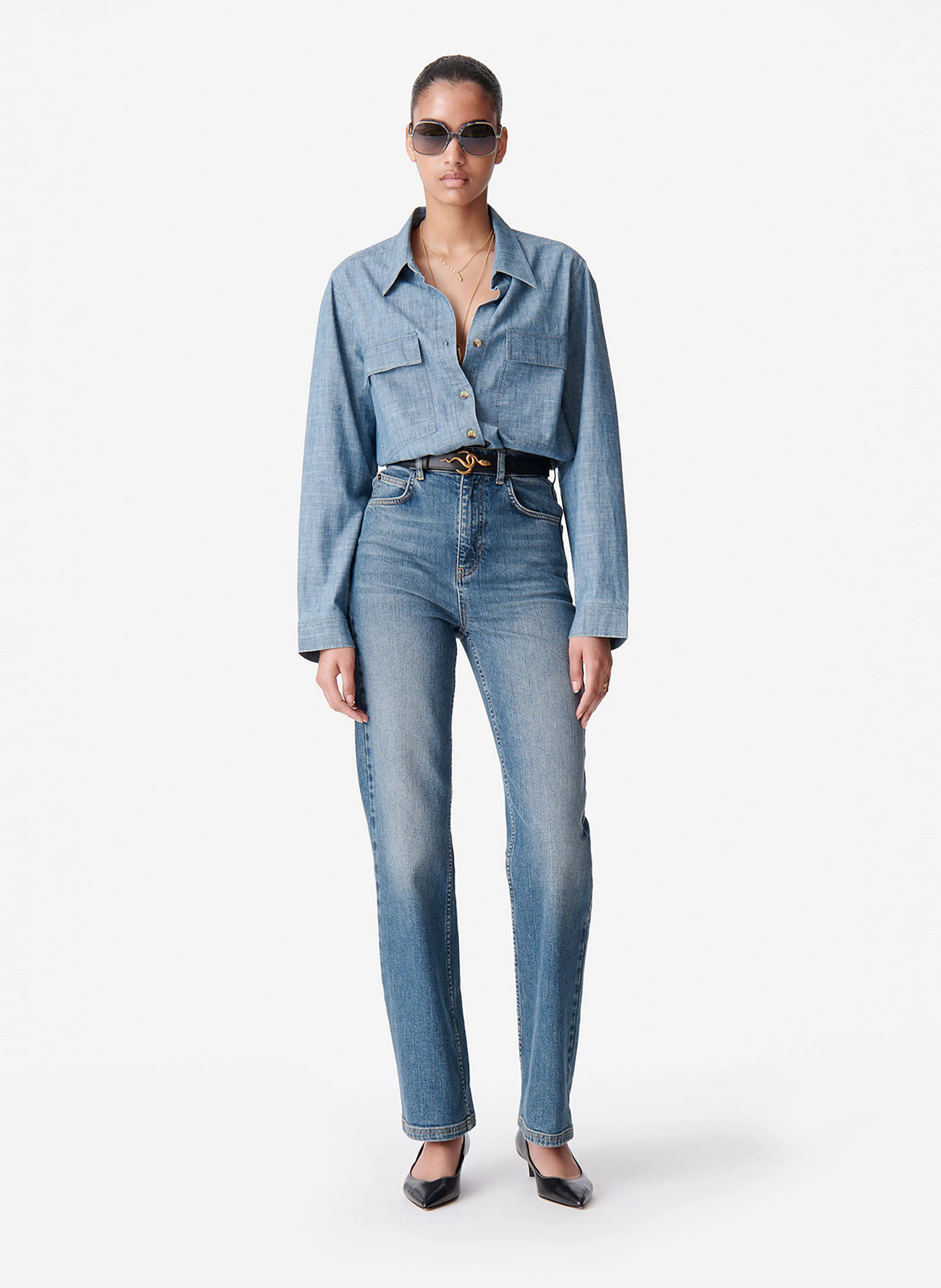 DIM - Chemise col classique en coton | Bleu